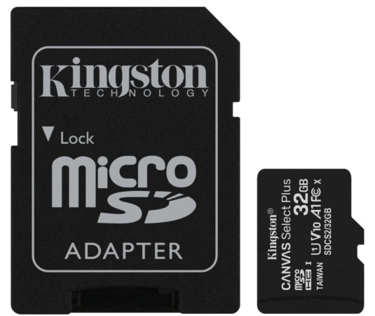 Kingston, microSD, Class 10, 32 Гб c адаптером